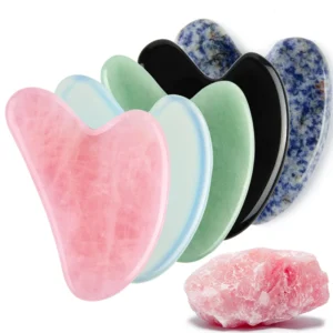 Home natural stone jade gouache scraper rose quartz facial gua sha tools neck massager for face lifting wrinkle remover beauty health